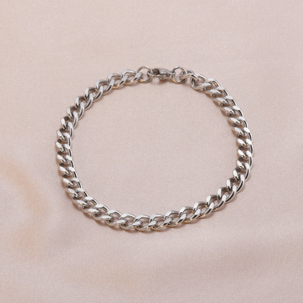 Cuban Men's Necklace Bracelet Female Gold Electroplated Titanium Steel Thick Chain Necklace Male
