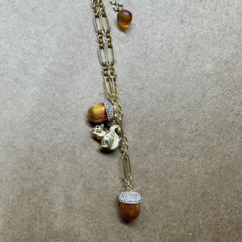 Collier Sautoir Écureuil Pomme de Pin Rétro | Boutique84