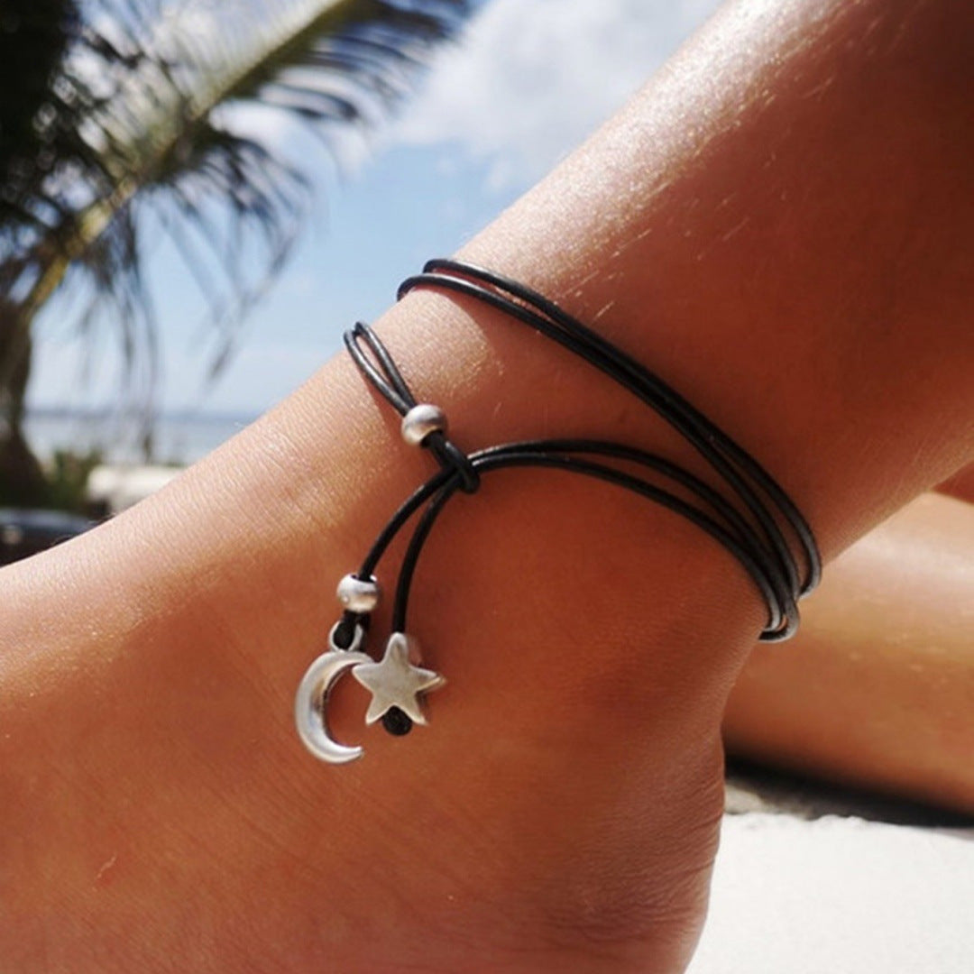 Adjustable foot accessory with leather rope