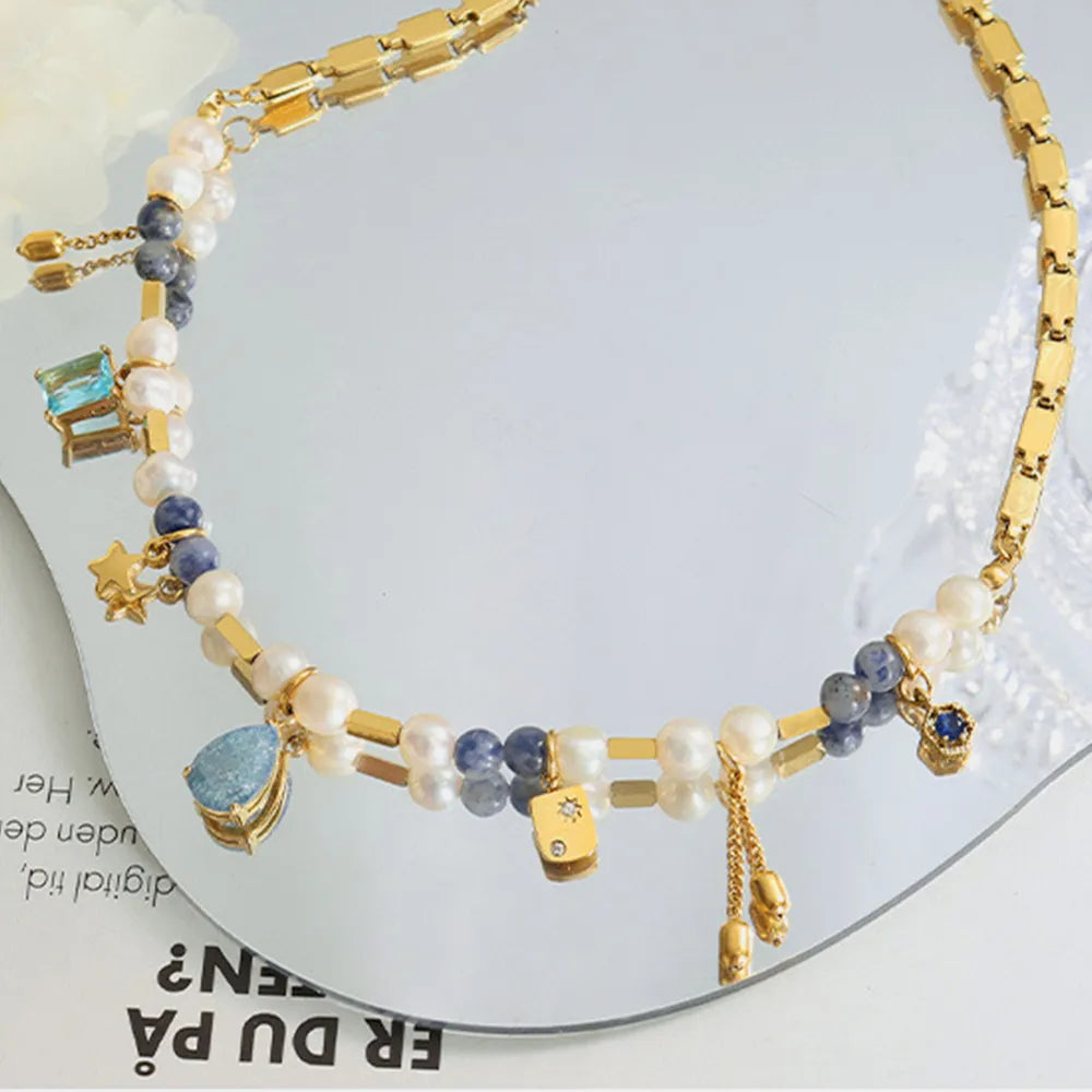 Collier Perle d'Eau Douce Pierre Naturelle Doré | Boutique84