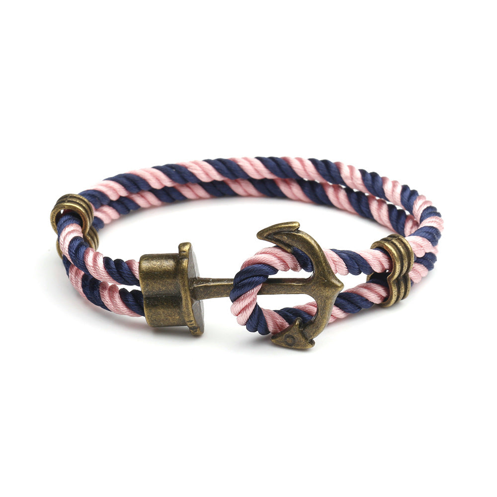 Nautical Anchor Bracelet European and American Street Fashion Handmade Original Unisex Couple Rope Trendy Men's Personality Jewelry