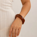 Ingemark Boho Brown Irregular Acrylic Resin Chunky Bangles for Women on Hand Goth Geometric Charm Bracelets Couple Jewelry Gift
