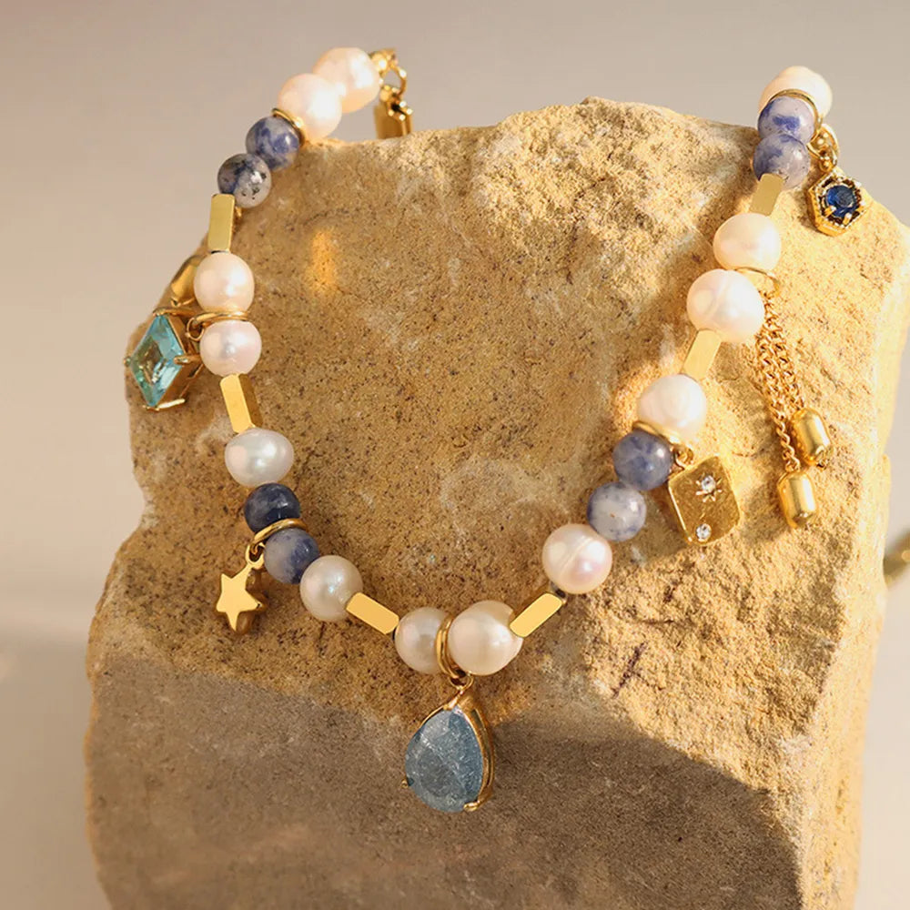 Collier Perle d'Eau Douce Pierre Naturelle Doré | Boutique84