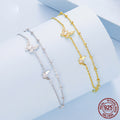 Double layer butterfly bracelet s925 pure silver jewelry for women