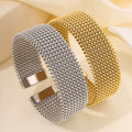 Ladies' textured embossed titanium steel bracelet, plated with 18K gold