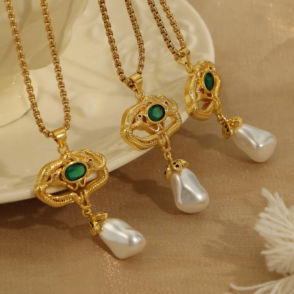 Collier Perles Géométrique Acier Titane Doré | Boutique84
