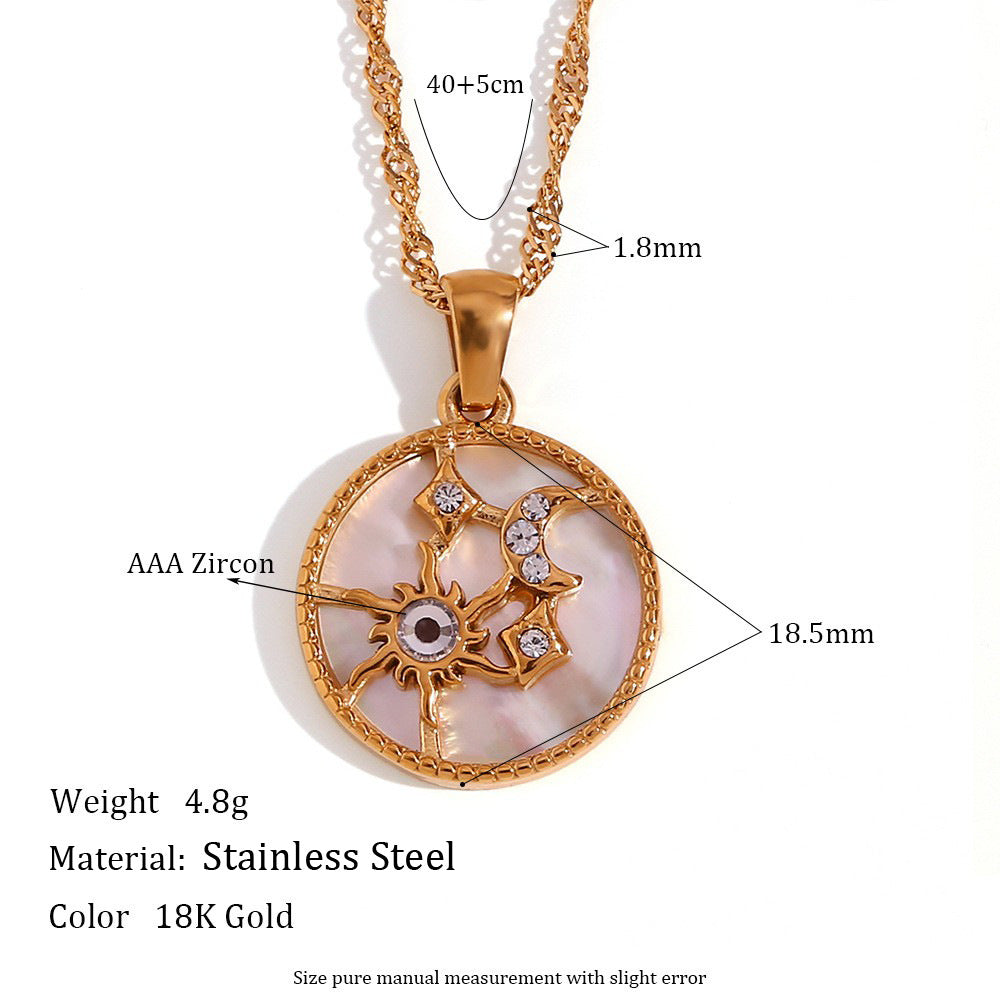 Collier Pendentif Nacre Soleil Lune Étoiles | Boutique84