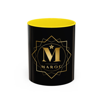 Moroc Gold Monogram Accent Coffee Mug — Elegant Black & Gold Personalized Tea Cup