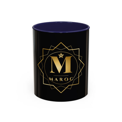 Moroc Gold Monogram Accent Coffee Mug — Elegant Black & Gold Personalized Tea Cup