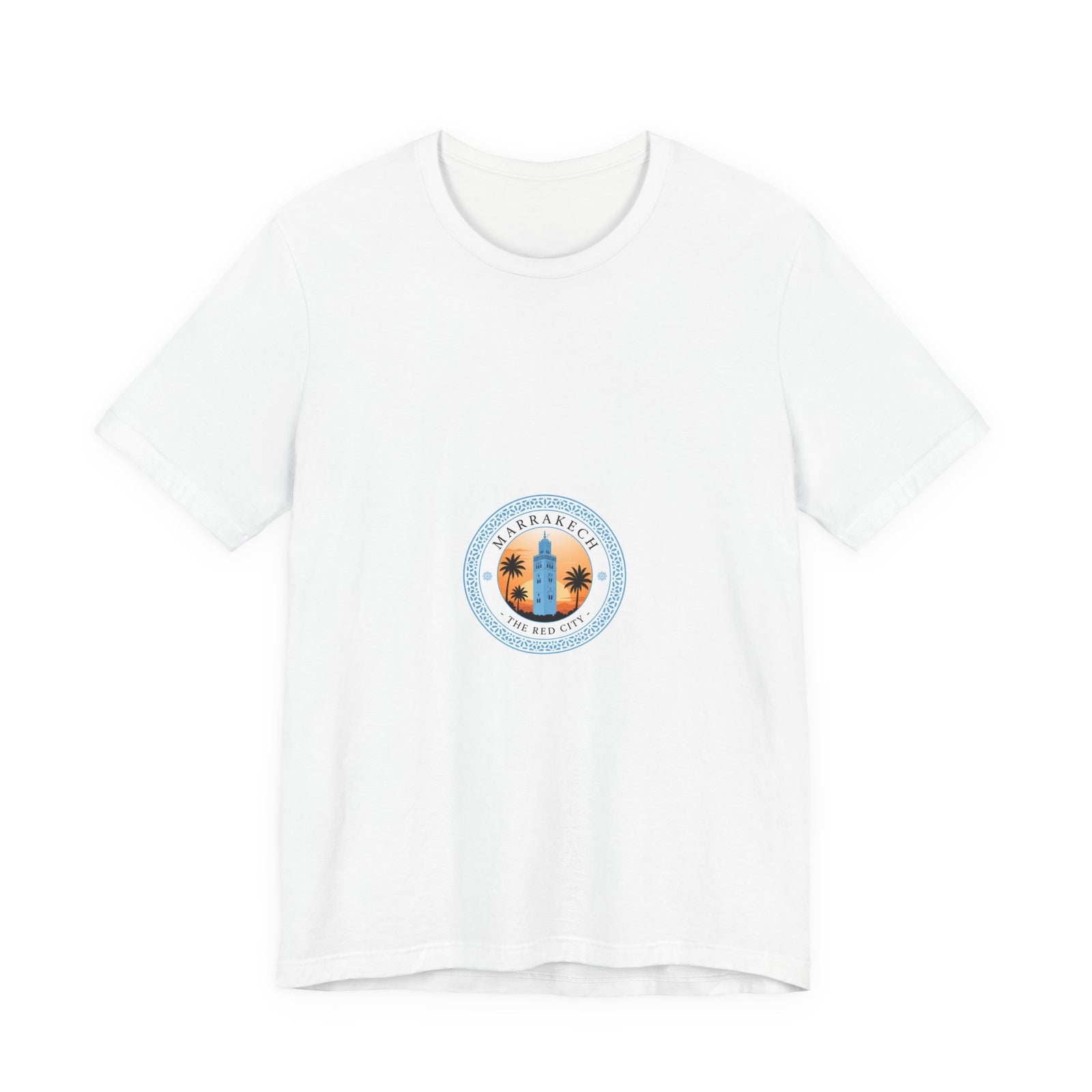 Surf Sunset Circle T‑Shirt — Palm Trees & Ocean Vibes