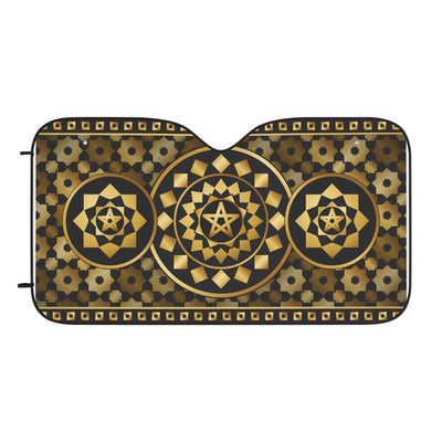 Geometric Gold Mandala Car Sun Shade