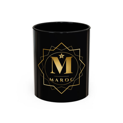 Moroc Gold Monogram Accent Coffee Mug — Elegant Black & Gold Personalized Tea Cup
