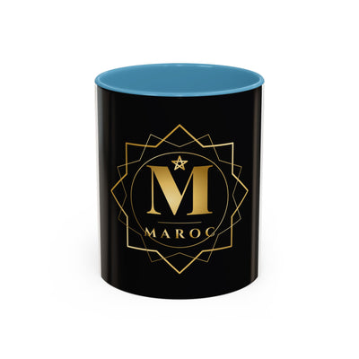 Moroc Gold Monogram Accent Coffee Mug — Elegant Black & Gold Personalized Tea Cup