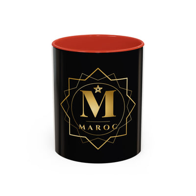 Moroc Gold Monogram Accent Coffee Mug — Elegant Black & Gold Personalized Tea Cup