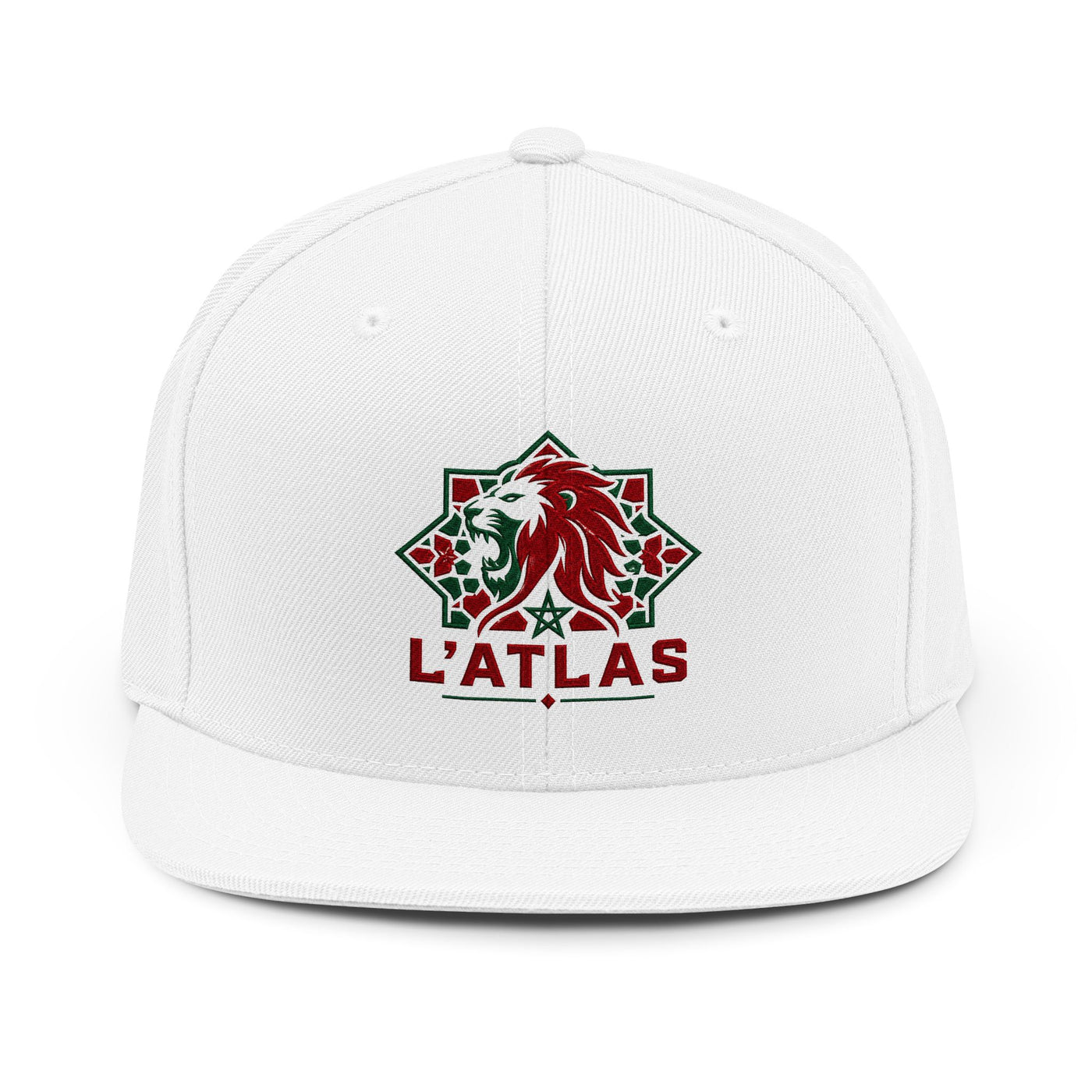 Atlas Lion Snapback Hat — L'ATLAS Embroidered Flat-Brim Cap