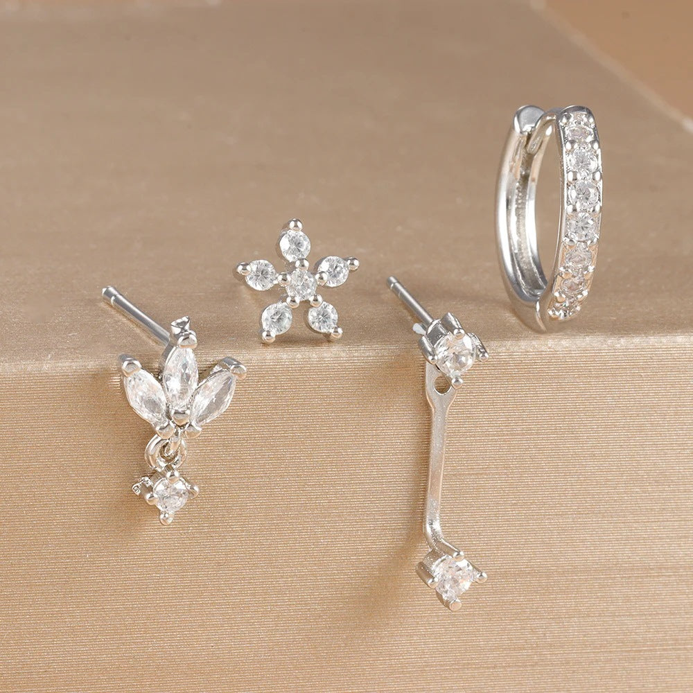 Zircon Stud Earrings with Gold Plating, Minimalist Chic Design, Delicate and Stylish Women's Ear Jewelry