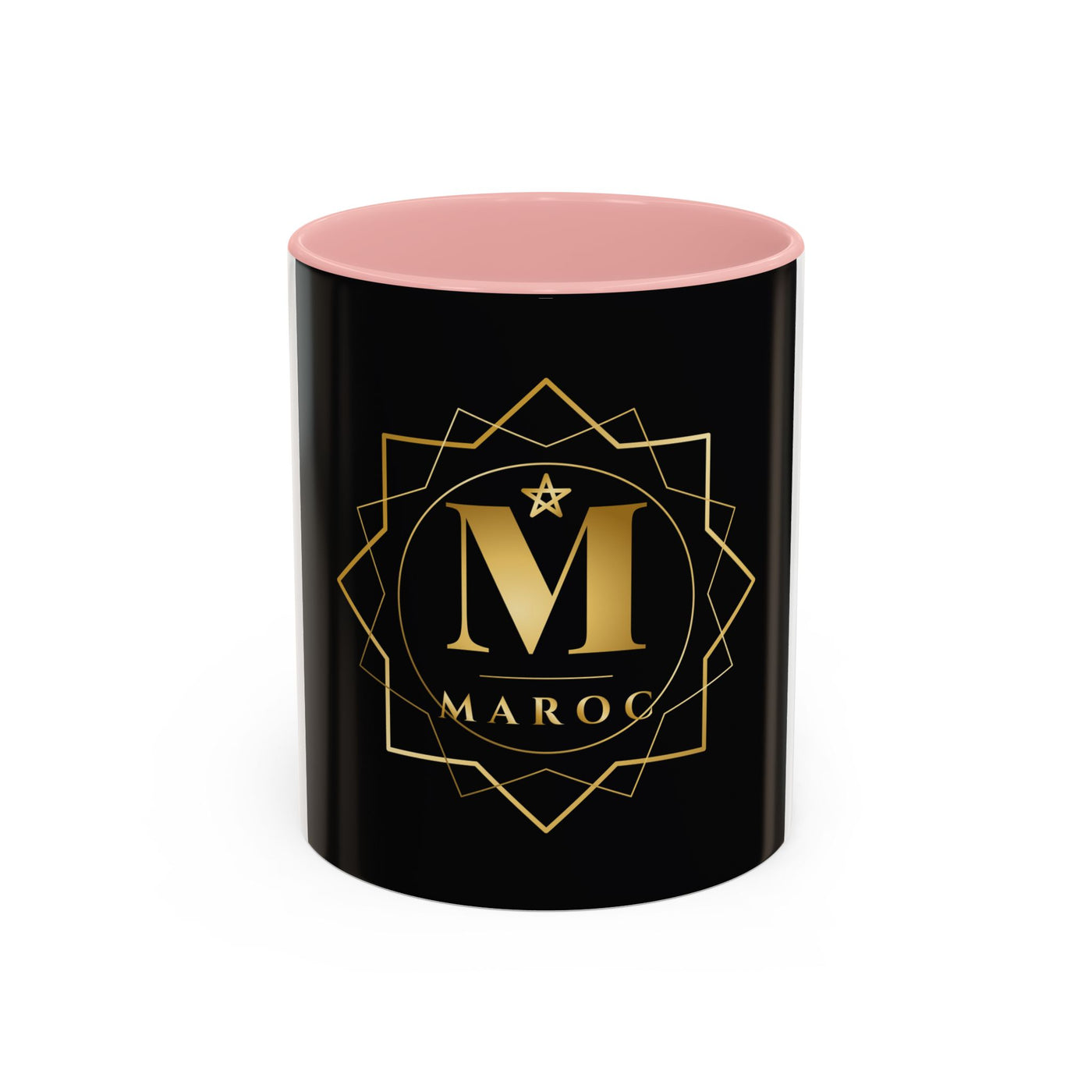 Moroc Gold Monogram Accent Coffee Mug — Elegant Black & Gold Personalized Tea Cup