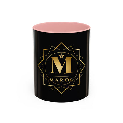 Moroc Gold Monogram Accent Coffee Mug — Elegant Black & Gold Personalized Tea Cup