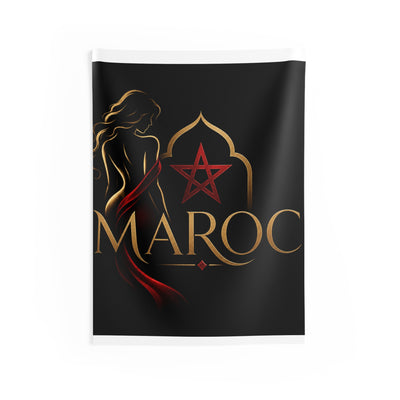 Morocco Elegance Tapestry — Maroc Gold & Red Wall Art