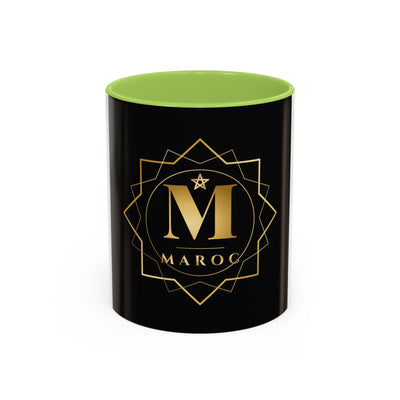 Moroc Gold Monogram Accent Coffee Mug — Elegant Black & Gold Personalized Tea Cup