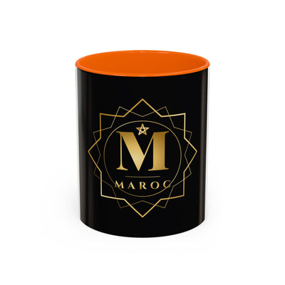 Moroc Gold Monogram Accent Coffee Mug — Elegant Black & Gold Personalized Tea Cup