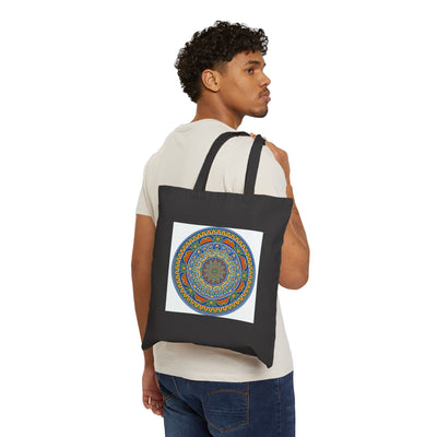 Cotton Tote Bag — Colorful Boho Mandala Canvas Market Tote