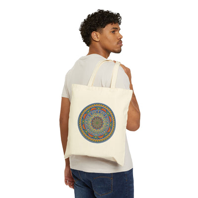 Cotton Tote Bag — Colorful Boho Mandala Canvas Market Tote
