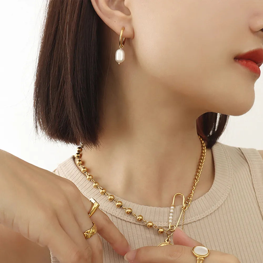 Créoles Perle d'Eau Douce Plaquées Or 18K Rétro | Boutique84