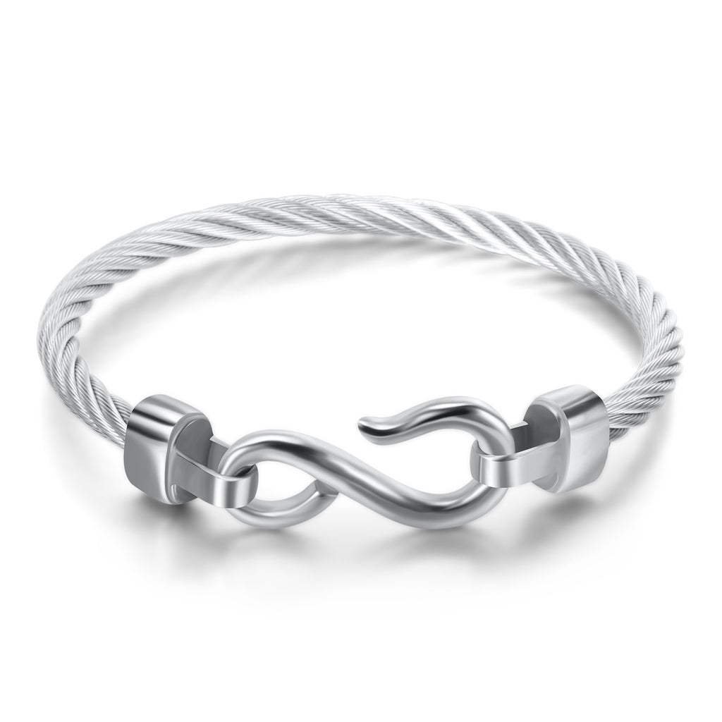 Titanium steel fishhook shaped 8-shaped titanium steel tricolor bracelet stainless steel bracelet