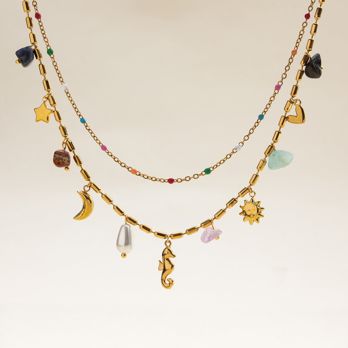 Collier Perles Ras-de-Cou Acier Inoxydable Femme | Boutique84