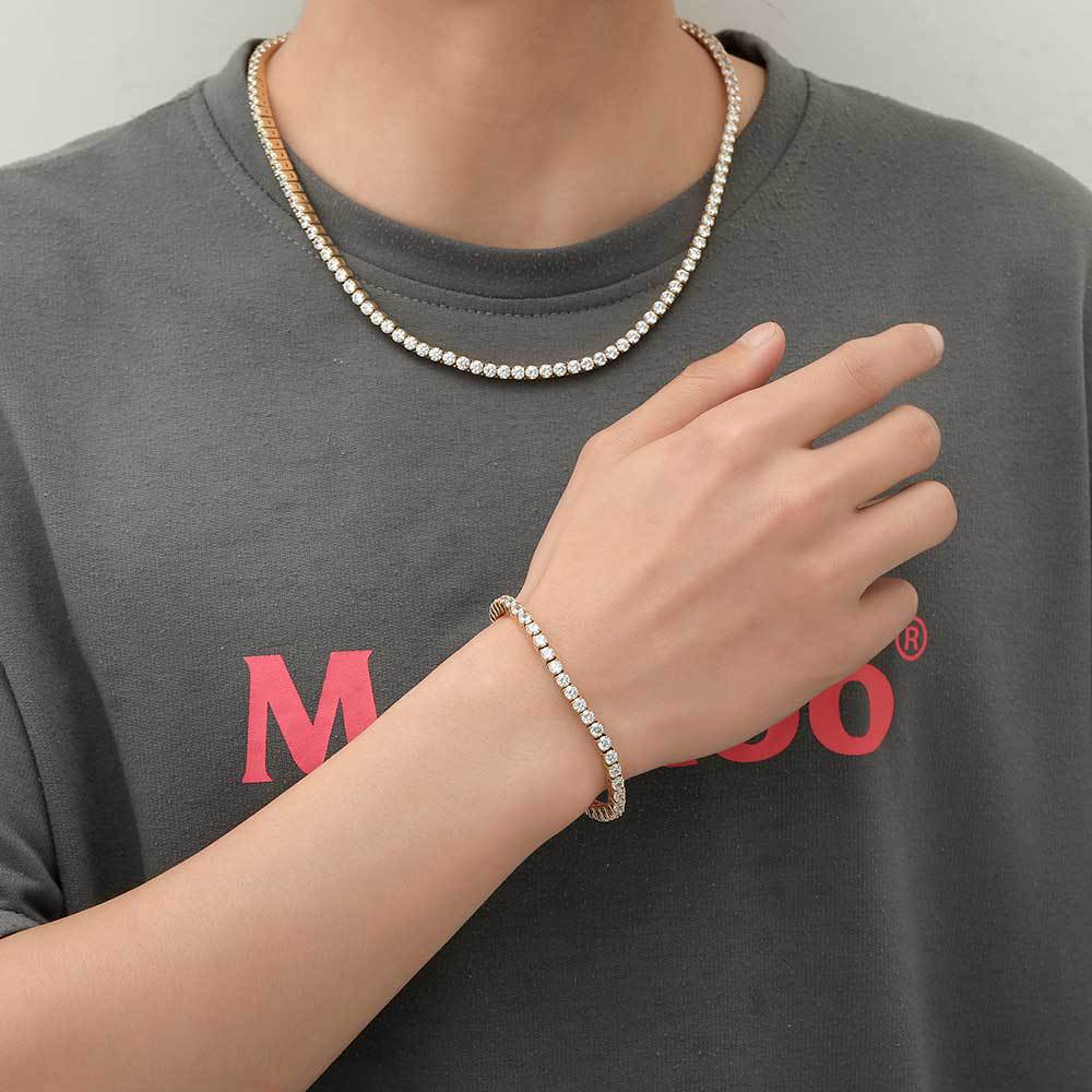 Chaîne Tennis Homme 4mm Zircon Acier Inoxydable | Boutique84