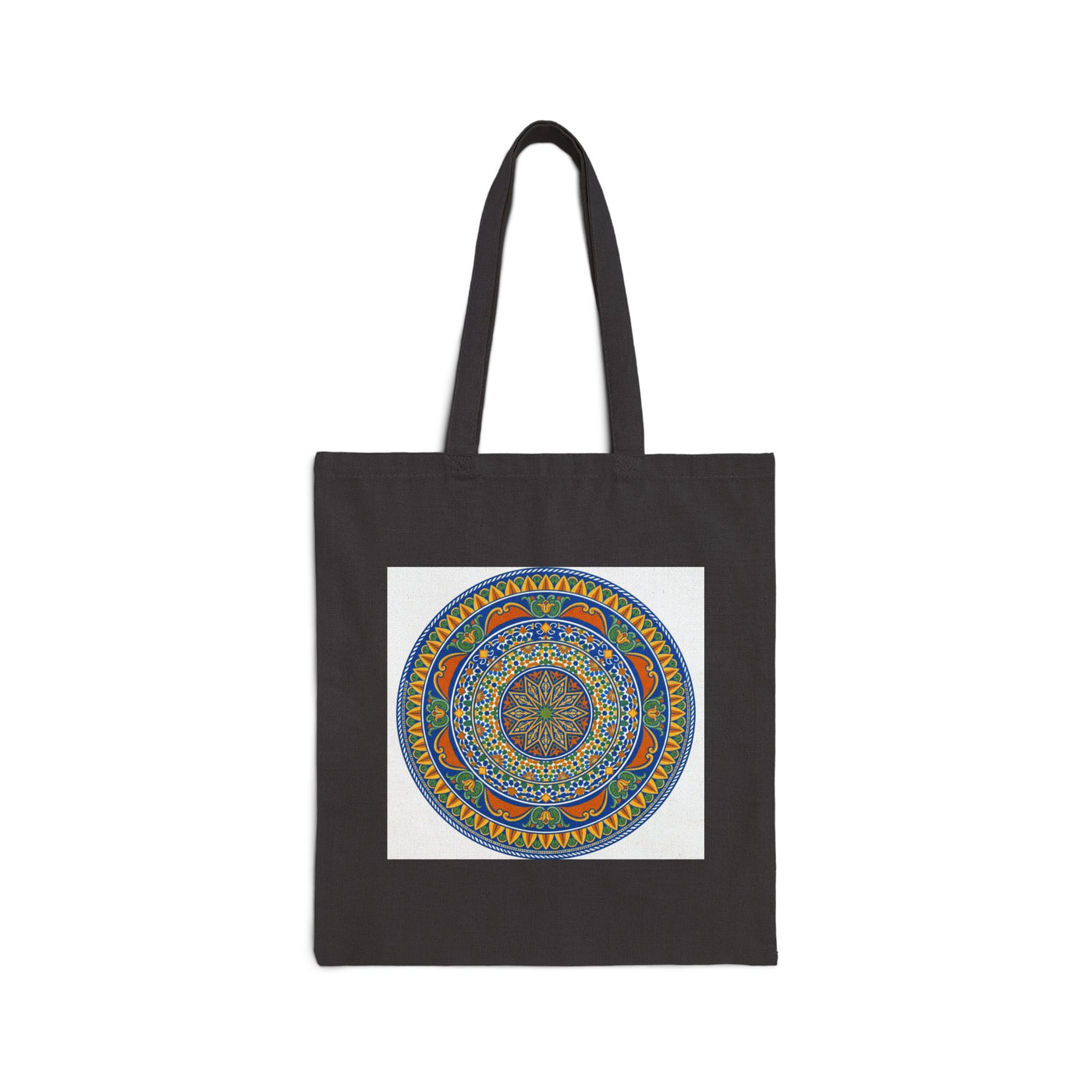 Cotton Tote Bag — Colorful Boho Mandala Canvas Market Tote