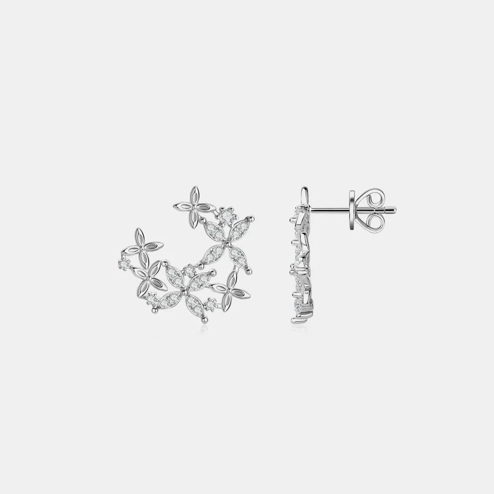 Boucles d'Oreilles Trèfle Moissanite Argent 925 | Boutique84