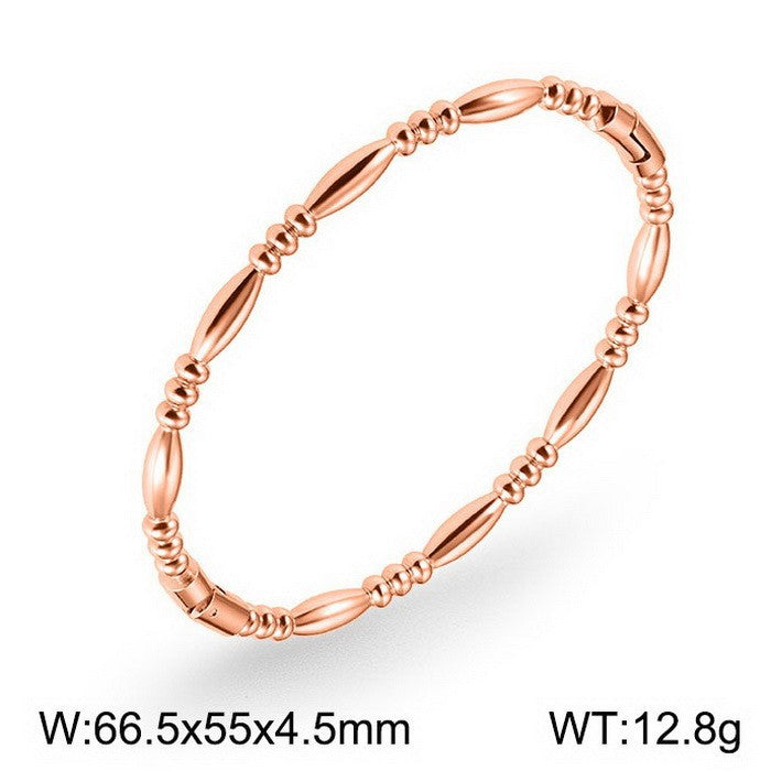 Bamboo Joint Design Stainless Steel Bracelet 18K Gold Plated Versatile High-Grade Plain Circle Bracelet