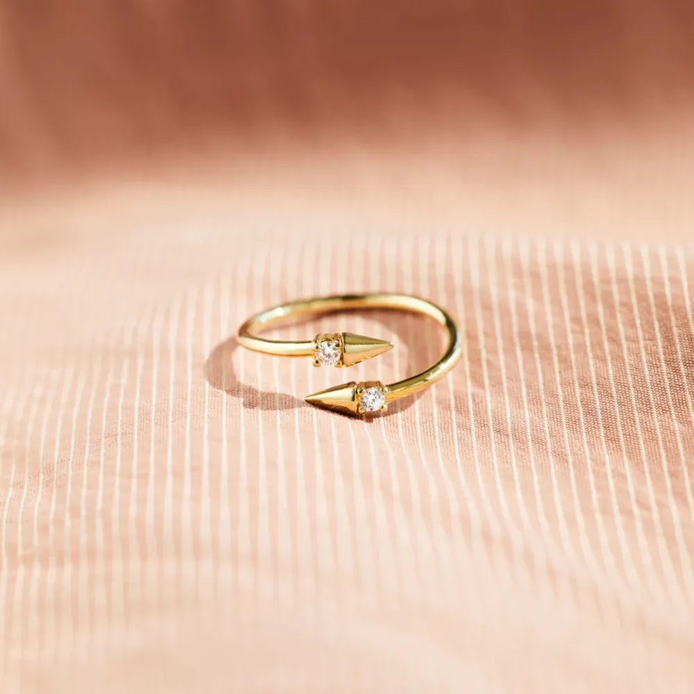 Bague Croisée Argent 925 Zircon Dorée | Boutique84