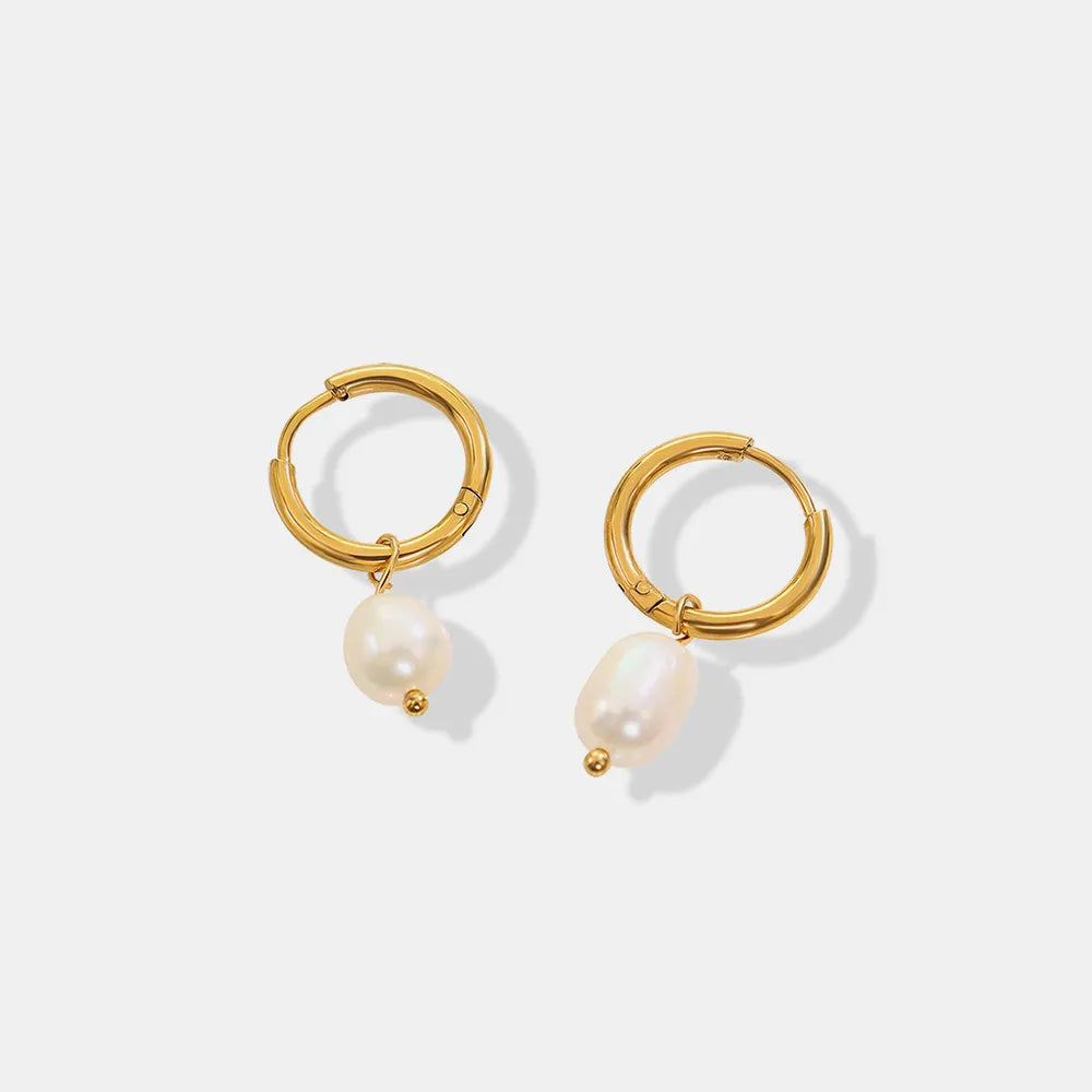 Créoles Perle d'Eau Douce Plaquées Or 18K Rétro | Boutique84