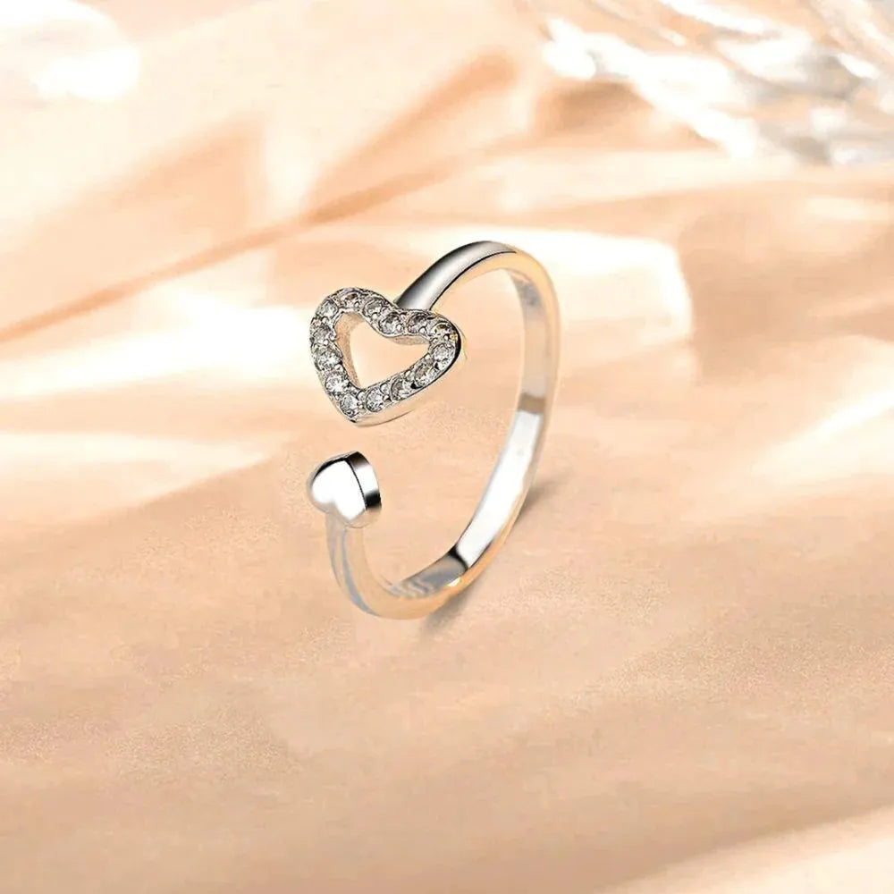 Bague Cœur Ouverte Argent 925 Zircon | Boutique84