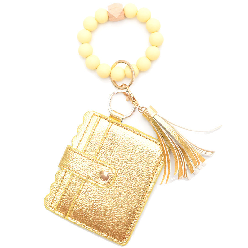Bracelet Porte-Cartes Perles Silicone Pompon | Boutique84