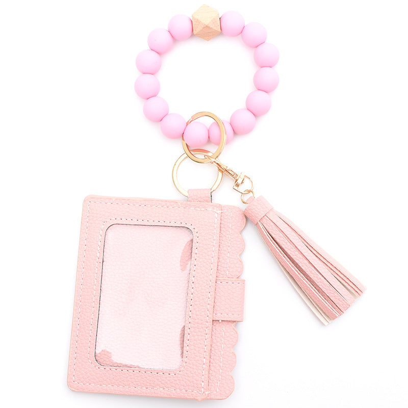 Bracelet Porte-Cartes Perles Silicone Pompon | Boutique84