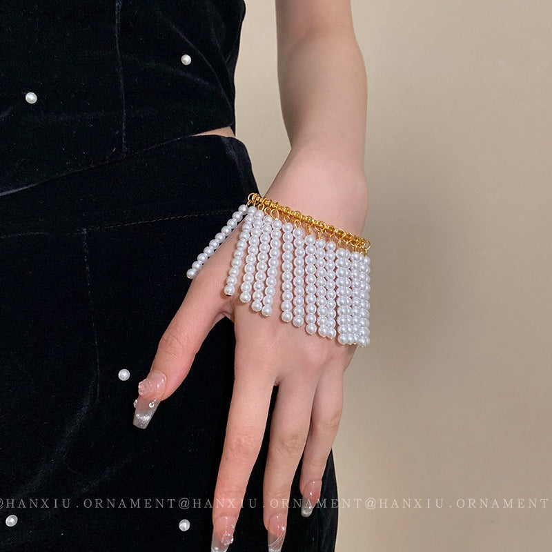 Pearl Tassel Open Bracelet Palace Style Fashionable Versatile Hand Accessories
