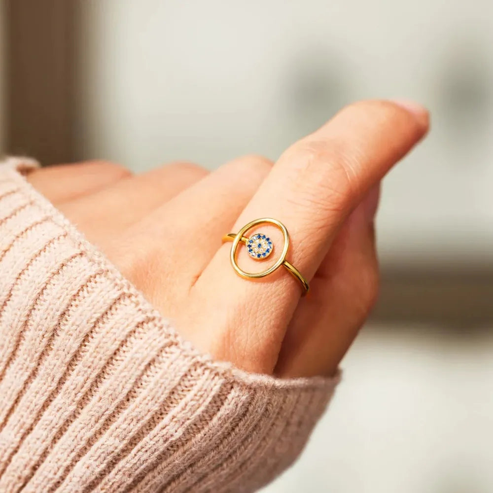 Bague Œil Grec Argent 925 Zircon Doré | Boutique84