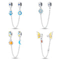 Safety buckle sun and moon shining safety chain copper plated 925 silver bracelet accessory