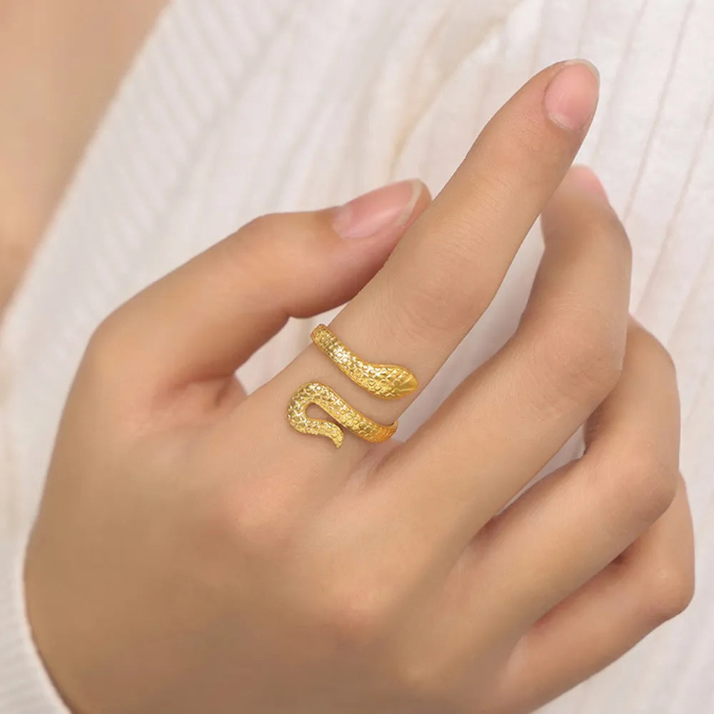Bague Serpent Acier Titane Plaquée Or | Boutique84