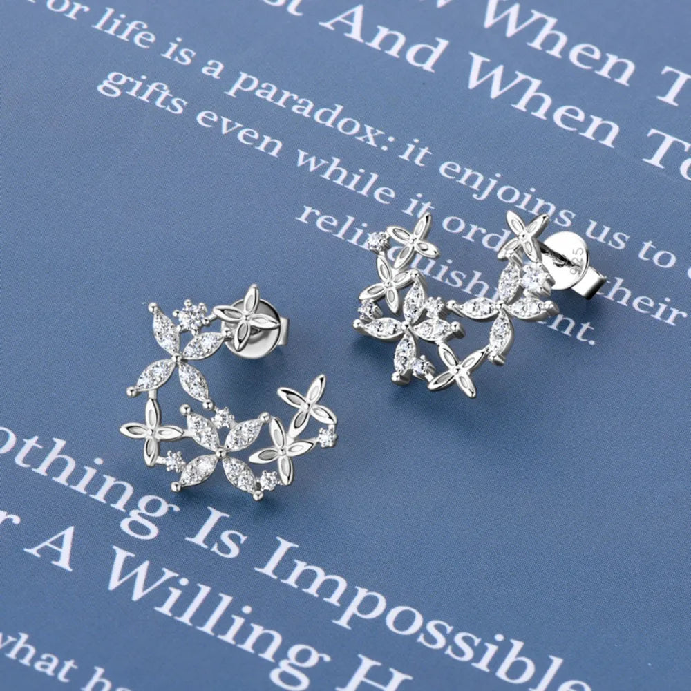 Boucles d'Oreilles Trèfle Moissanite Argent 925 | Boutique84