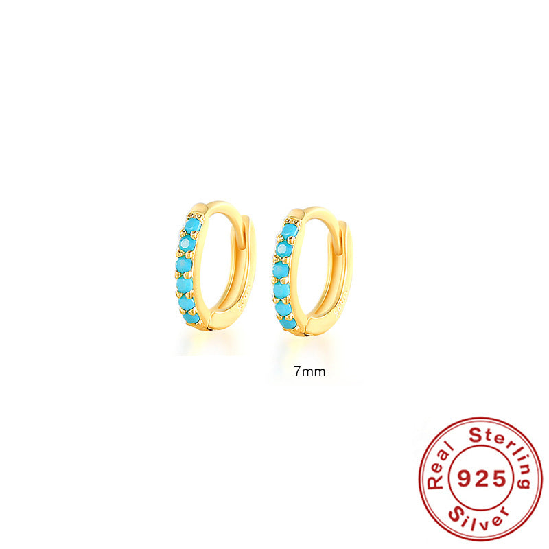 Créoles Argent 925 Turquoise Plaqué Or 18K | Boutique84