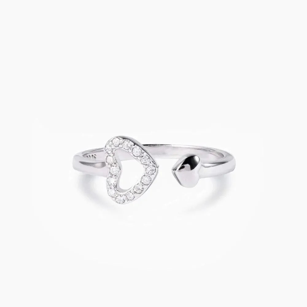 Bague Cœur Ouverte Argent 925 Zircon | Boutique84