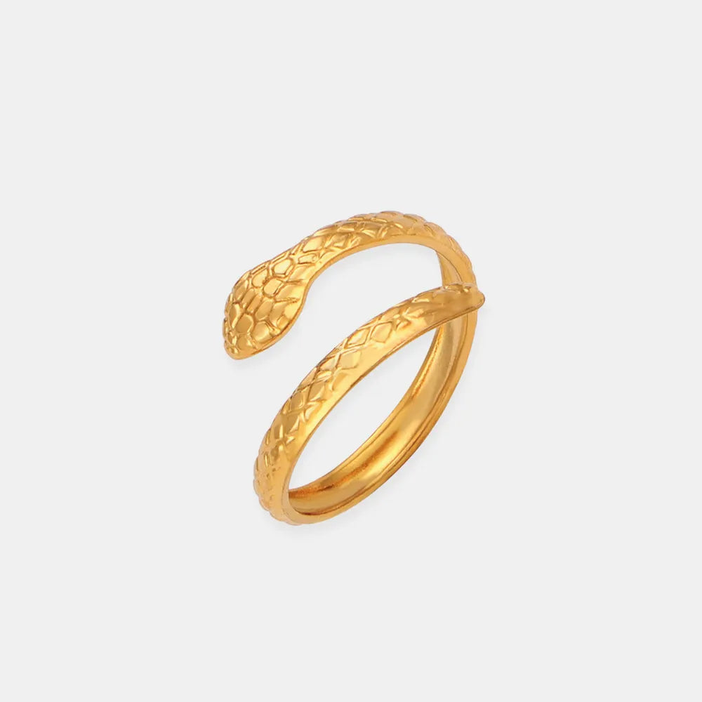 Bague Serpent Acier Titane Plaquée Or | Boutique84