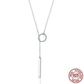 Simple Round and Bar Necklace S925 Sterling Silver Necklace