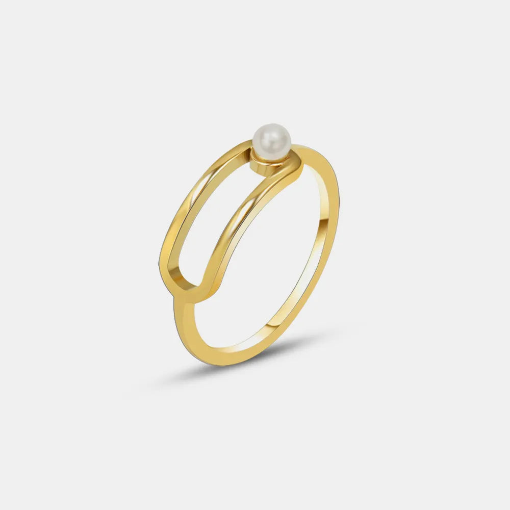 Bague Perle Acier Titane Dorure PVD | Boutique84