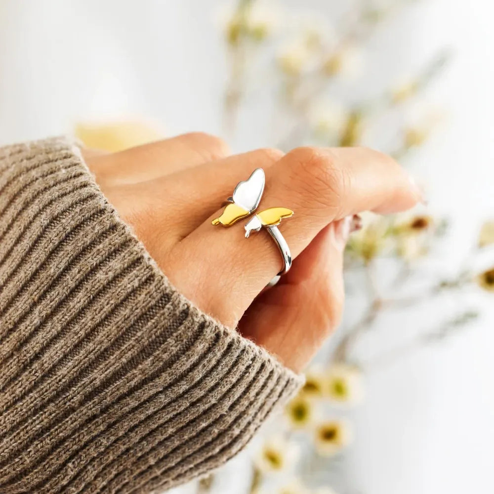 Bague Papillon Argent 925 Réglable Dorée | Boutique84